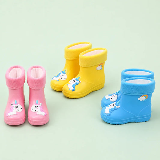 Bottes de Pluie Licorne Fourrées — en situation, effet pluie