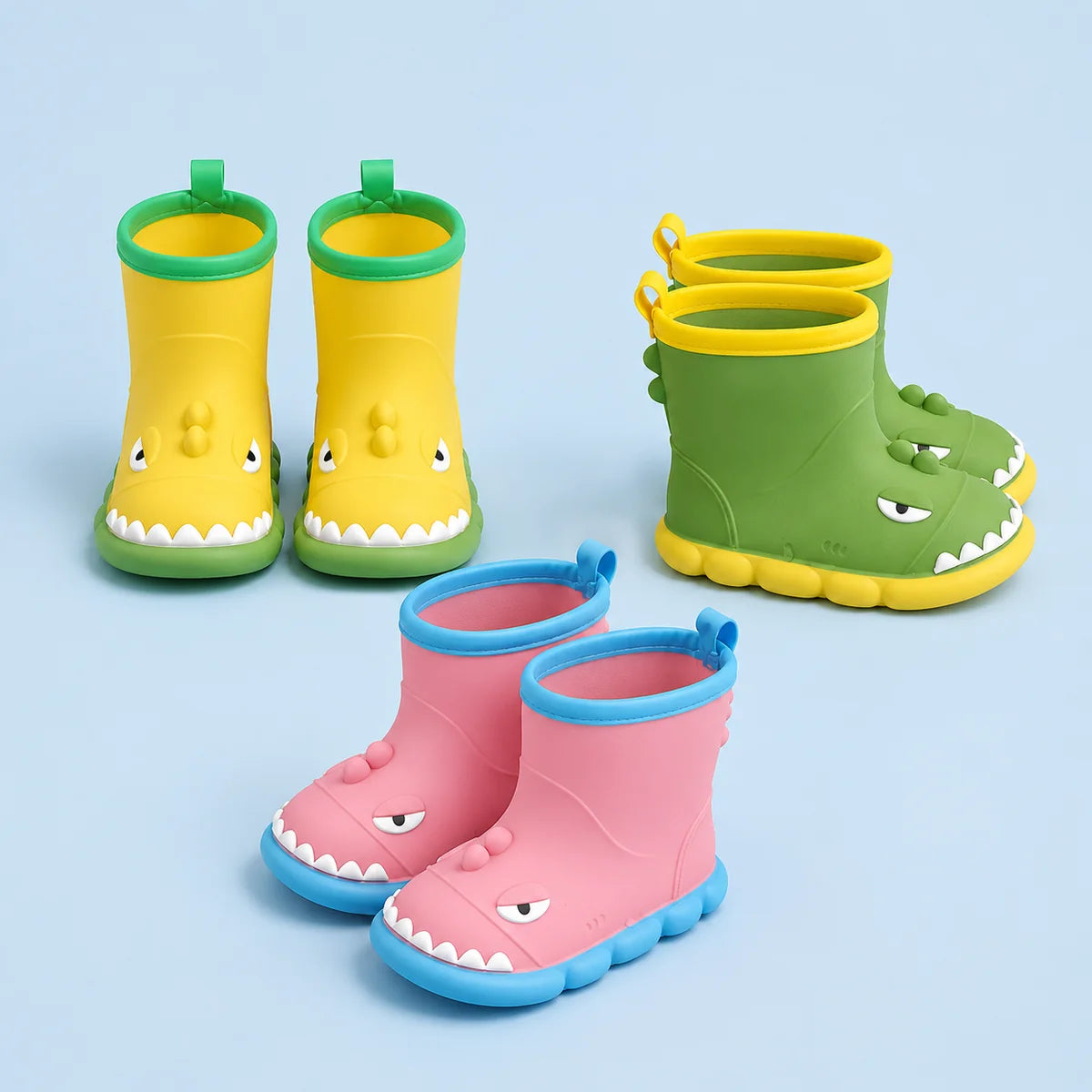 Bottes de Pluie Dino Méchant — en situation, effet pluie
