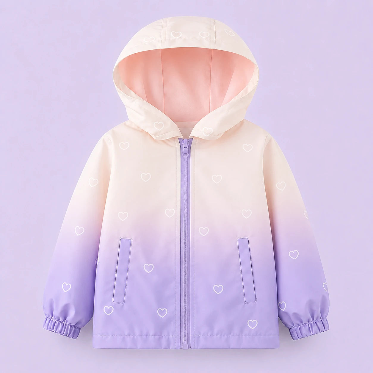 Veste impermeable degrade coeurs violet - produit seul