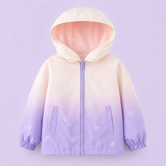 Veste impermeable degrade coeurs violet - produit seul