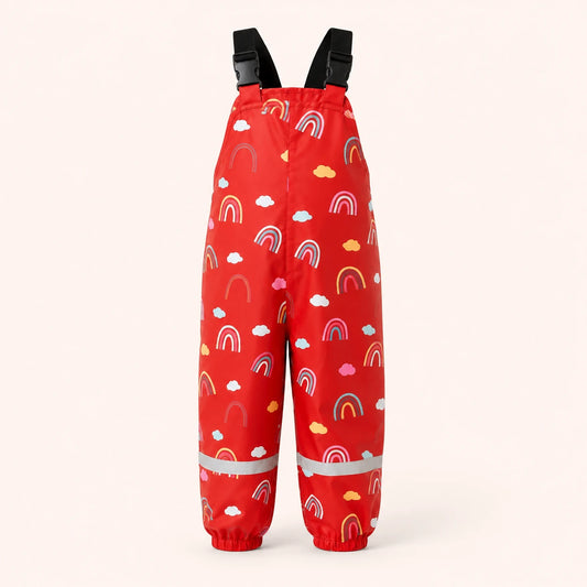 Salopette de pluie enfant arc-en-ciel rouge - packshot produit seul