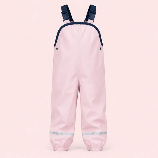 Salopette de pluie enfant rose poudre - packshot produit seul