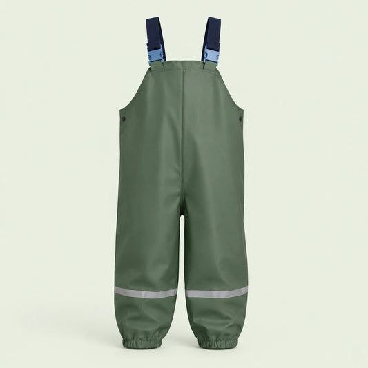 Salopette de pluie enfant kaki vert - packshot produit seul